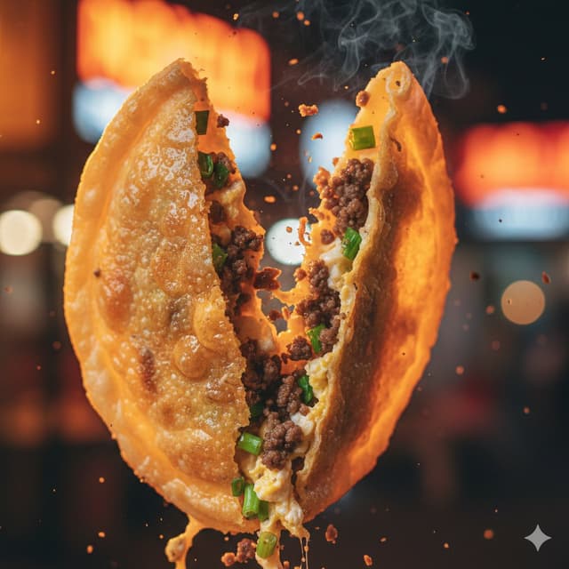 Macro Food Photography of Martabak Telur Prompt — output