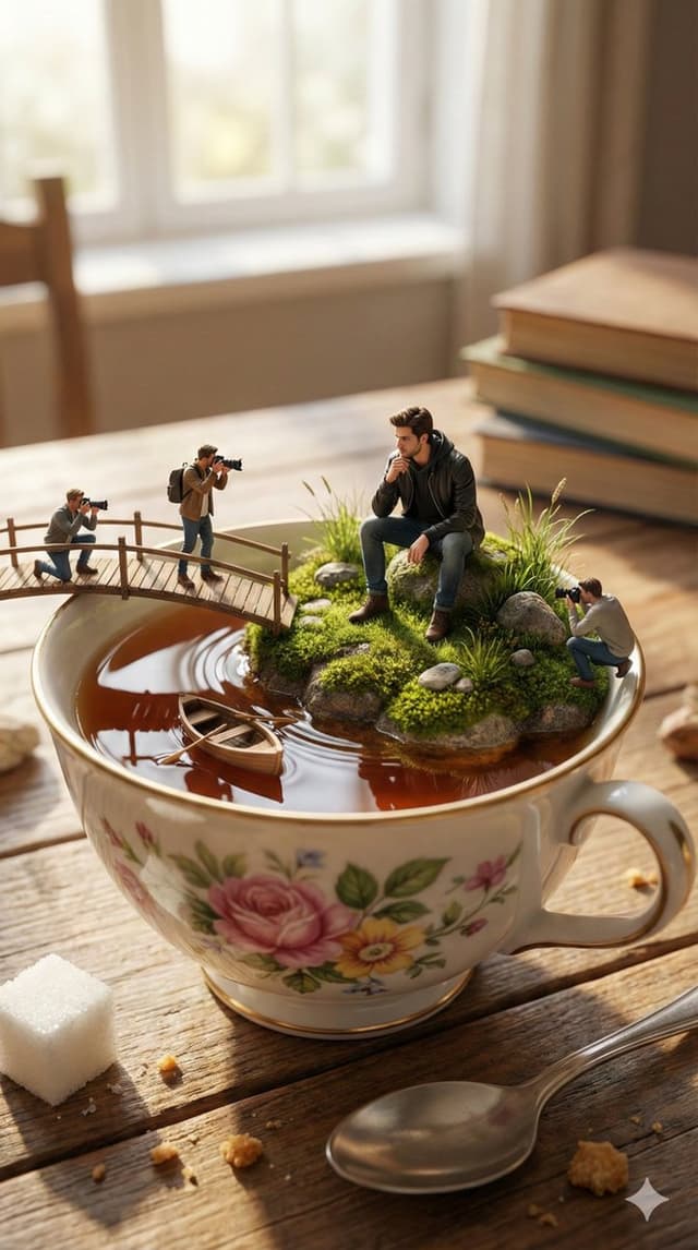 Natural Language Prompt for Miniature World Inside a Teacup — output