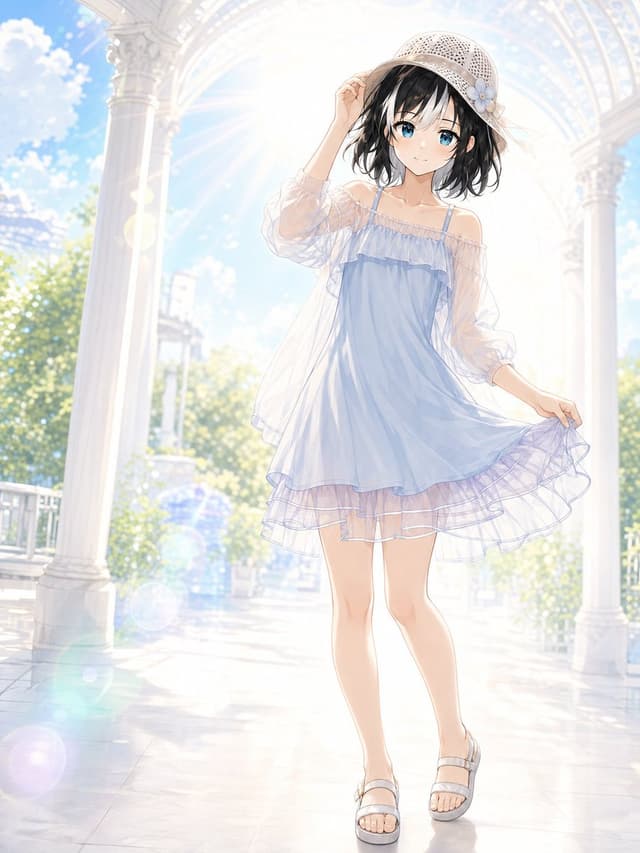 Social Media Post - Sunlit Summer Gazebo Anime Girl — output