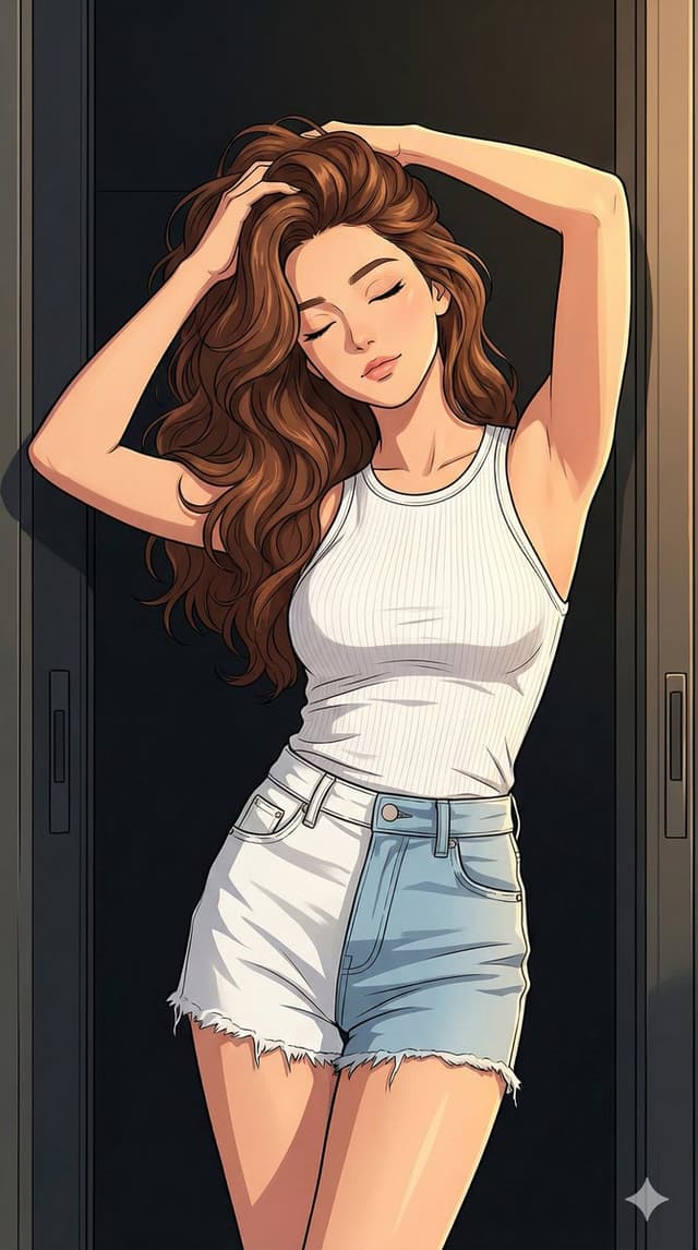 Modern Anime Illustration with Golden Hour Lighting — output