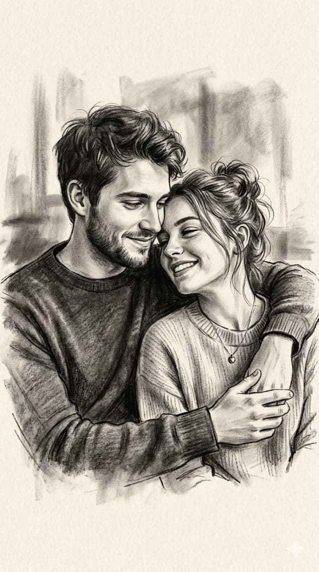 Charcoal and Pencil Couple Drawings — output