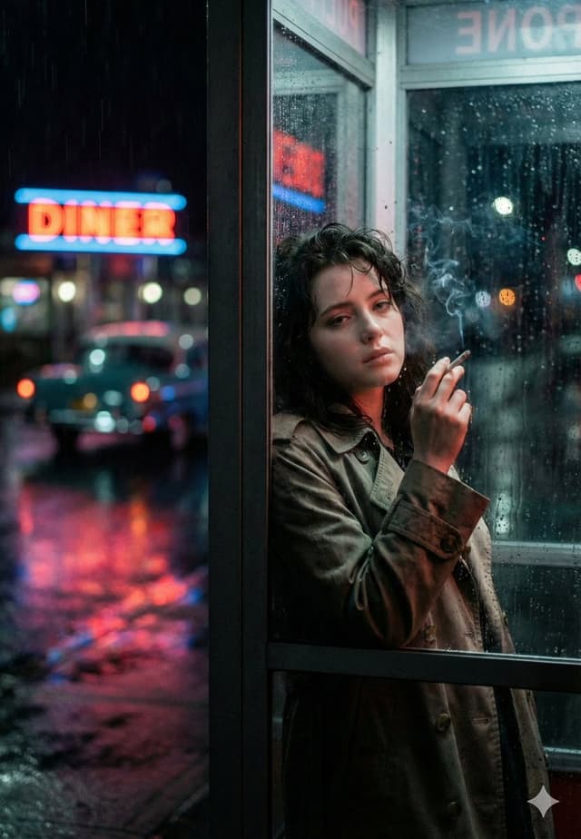 Neo-Noir Phone Booth Scene in the Rain — output