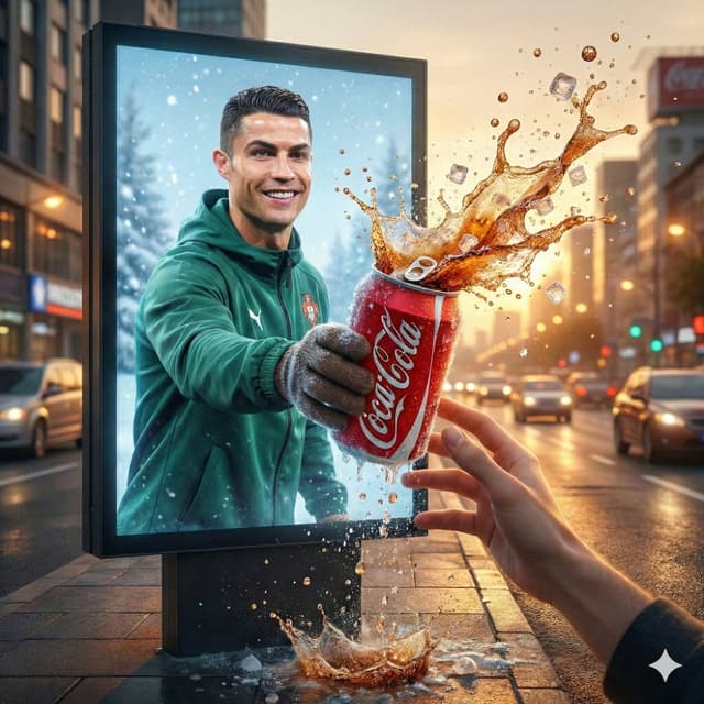 Product Marketing - Surreal Billboard Advertisement with Hand Exchange — output