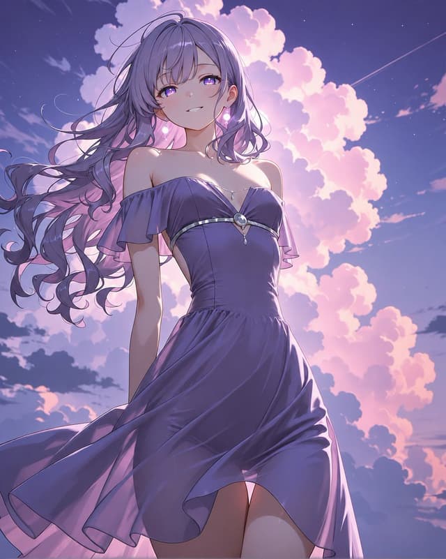 Profile / Avatar - Lavender Anime Woman at Twilight — output