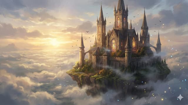 8K Fantasy Illustration of Floating Castle — output
