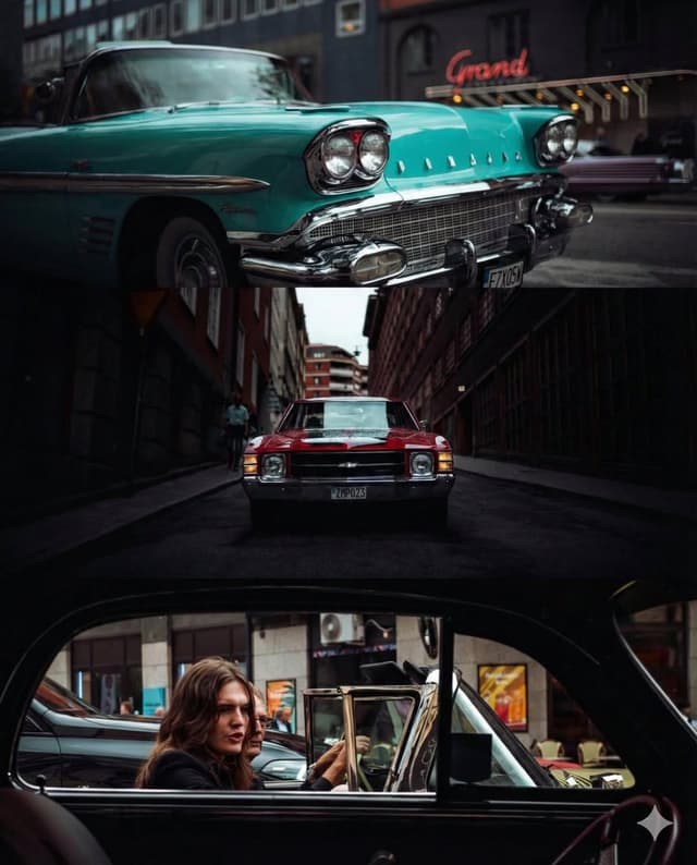 Triptych Collage of Vintage American Cars — output