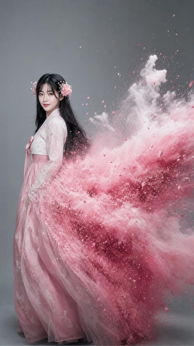 Social Media Post - Korean Hanbok Pigment Explosion Portrait — output