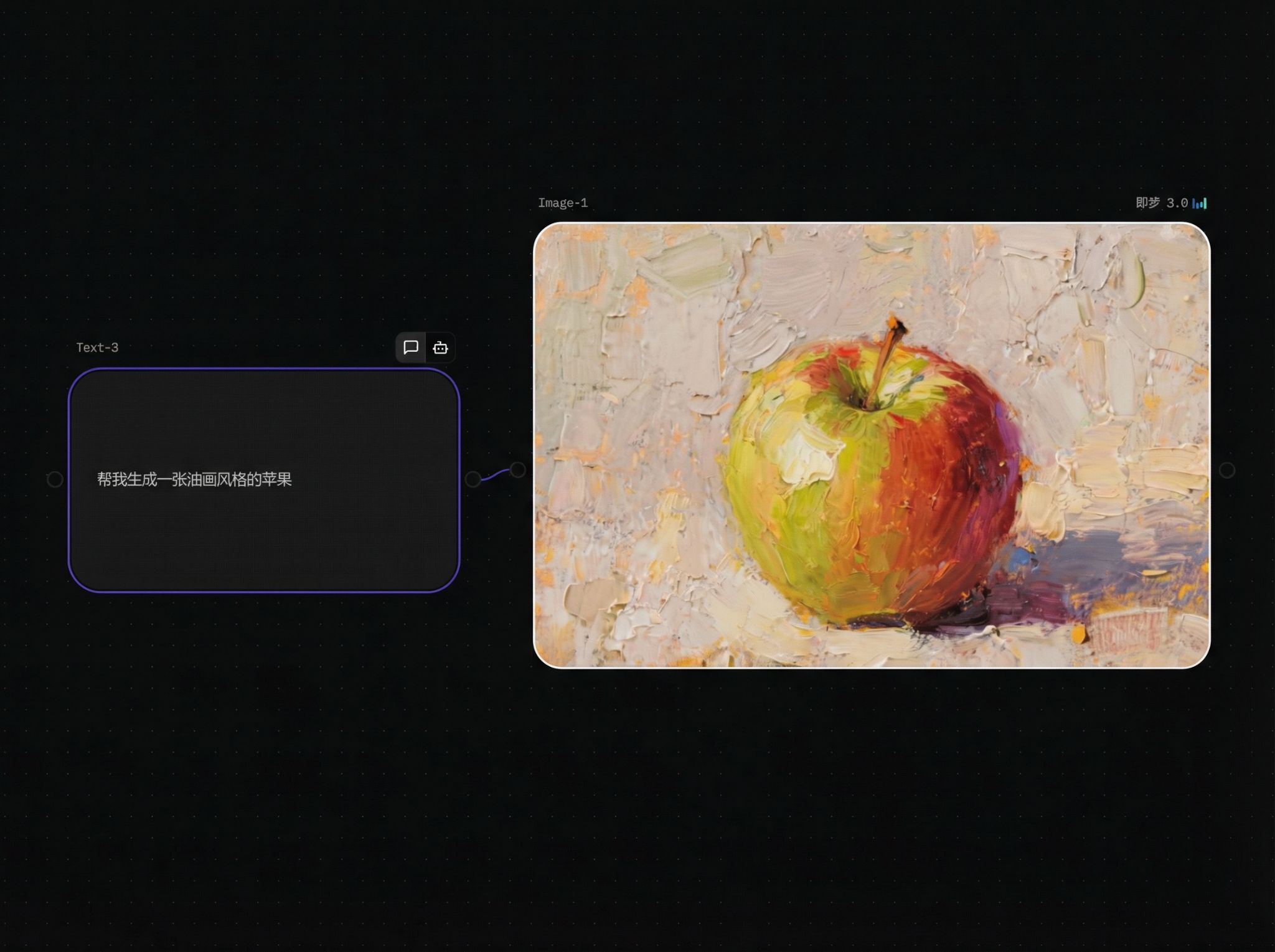 Image node connected to a Text node for prompt input
