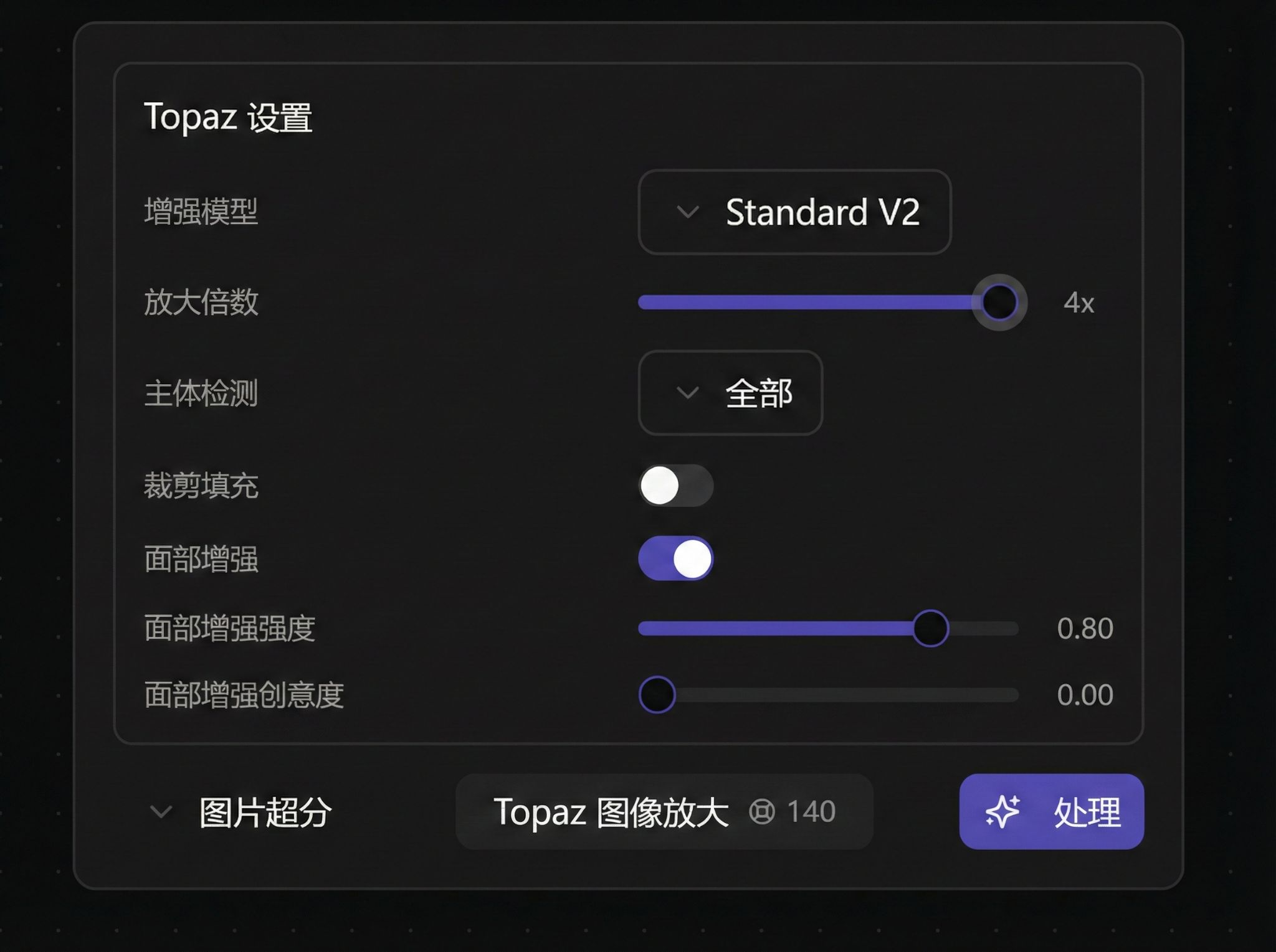 Upscale factor options