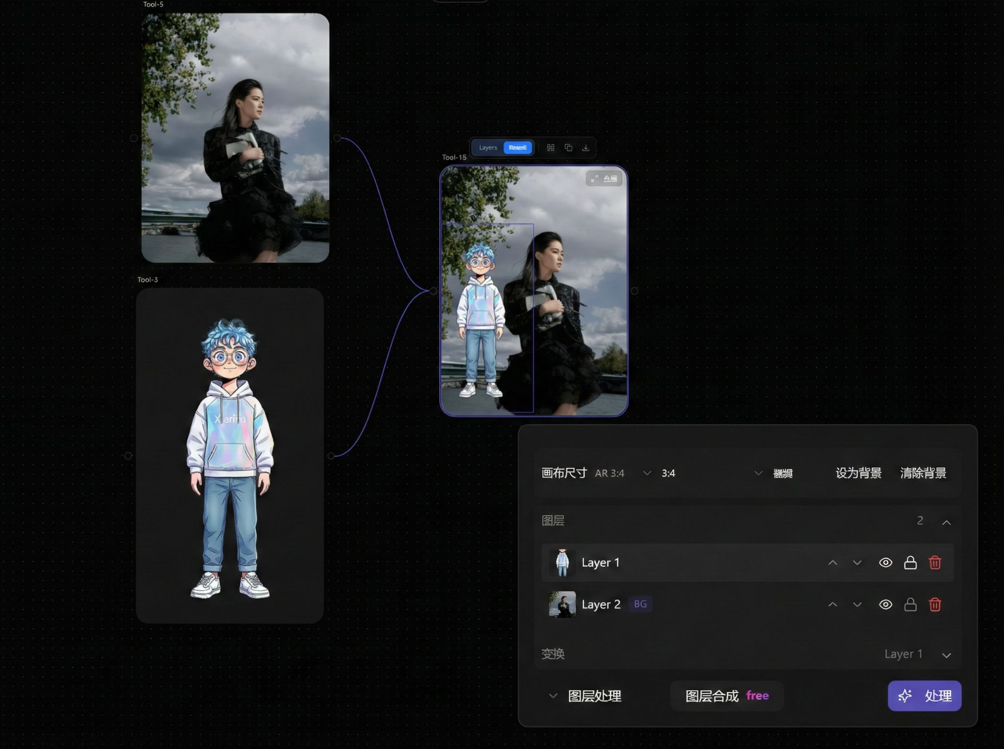 Layer composition feature interface