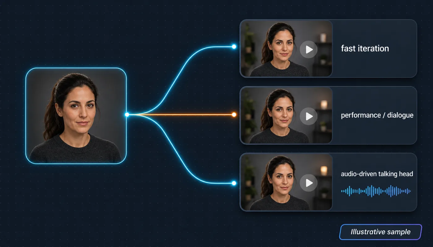 Illustrative sample: one source character reference fanning into Vidu, Kling, and OmniHuman video nodes on the Astorie canvas