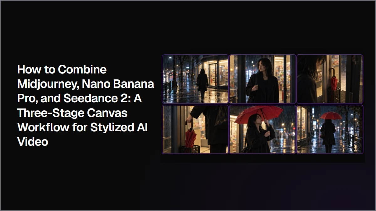 How to Combine Midjourney, Nano Banana Pro, and Seedance 2: A Three-Stage Canvas Workflow for Stylized AI Video